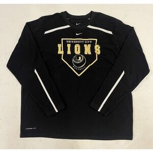 Nike Therma Fit University City Lions Baseball Crewneck Sweatshirt Black Mens XL